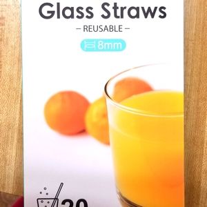 NWT Unused Reusable 20x 8mm wide Glass Straws